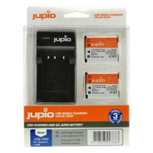 Jupio COL1002 (Olympus Jupio Value Pack: 2x Battery Li-40B/Li-42B/NP45/D-Li63/EN-EL10 + USB Single Charger)