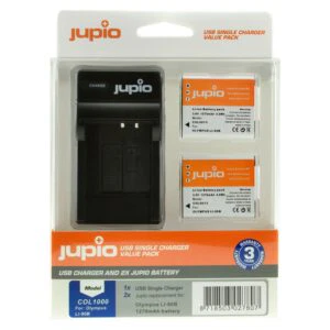 Jupio COL1000 (Olympus Jupio Value Pack: 2x Battery Li-90B/Li-92B 1270mAh + USB Single Charger)